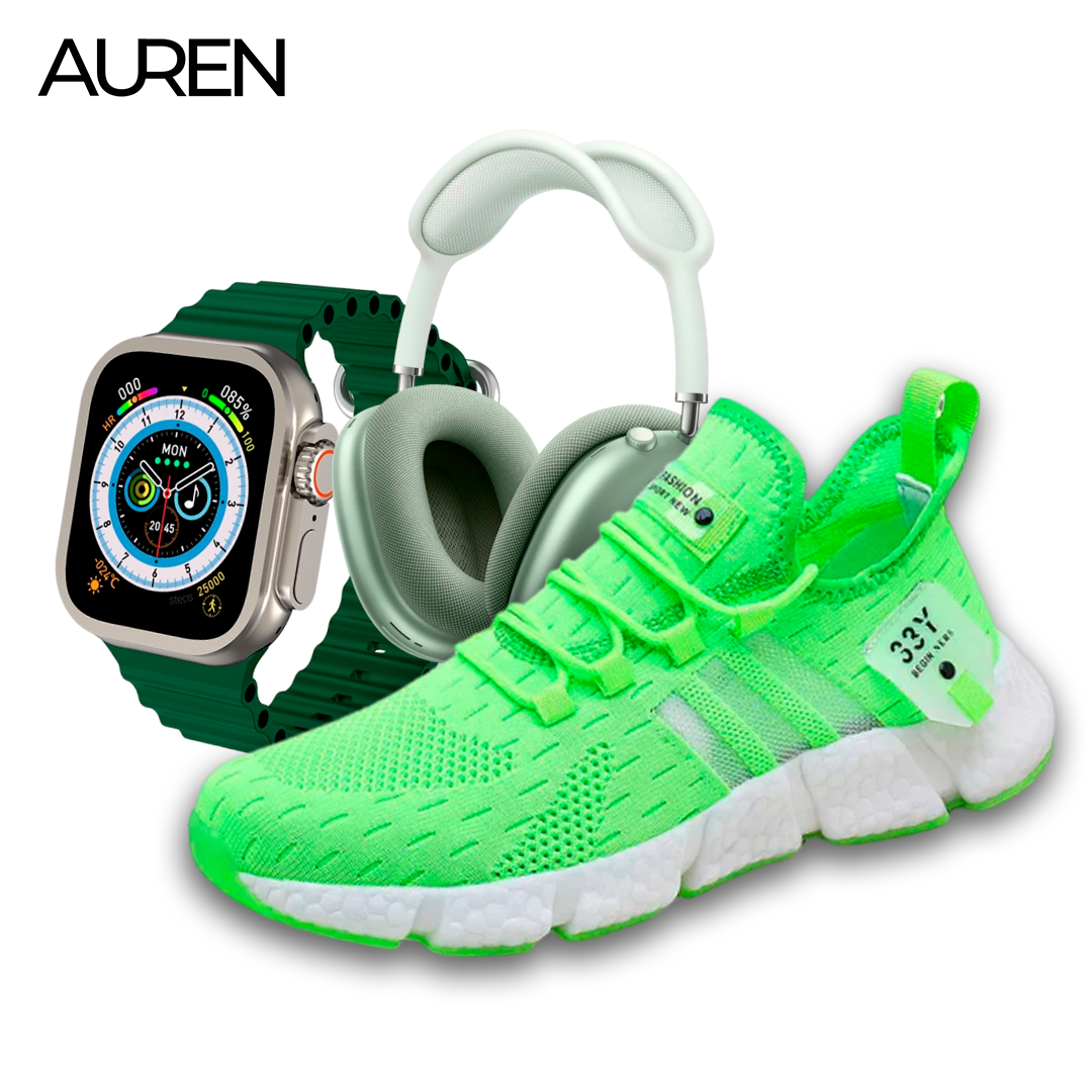 Combo em Oferta 3x1 Tênis NewFit + Auren S9 Max + AurenPods Max