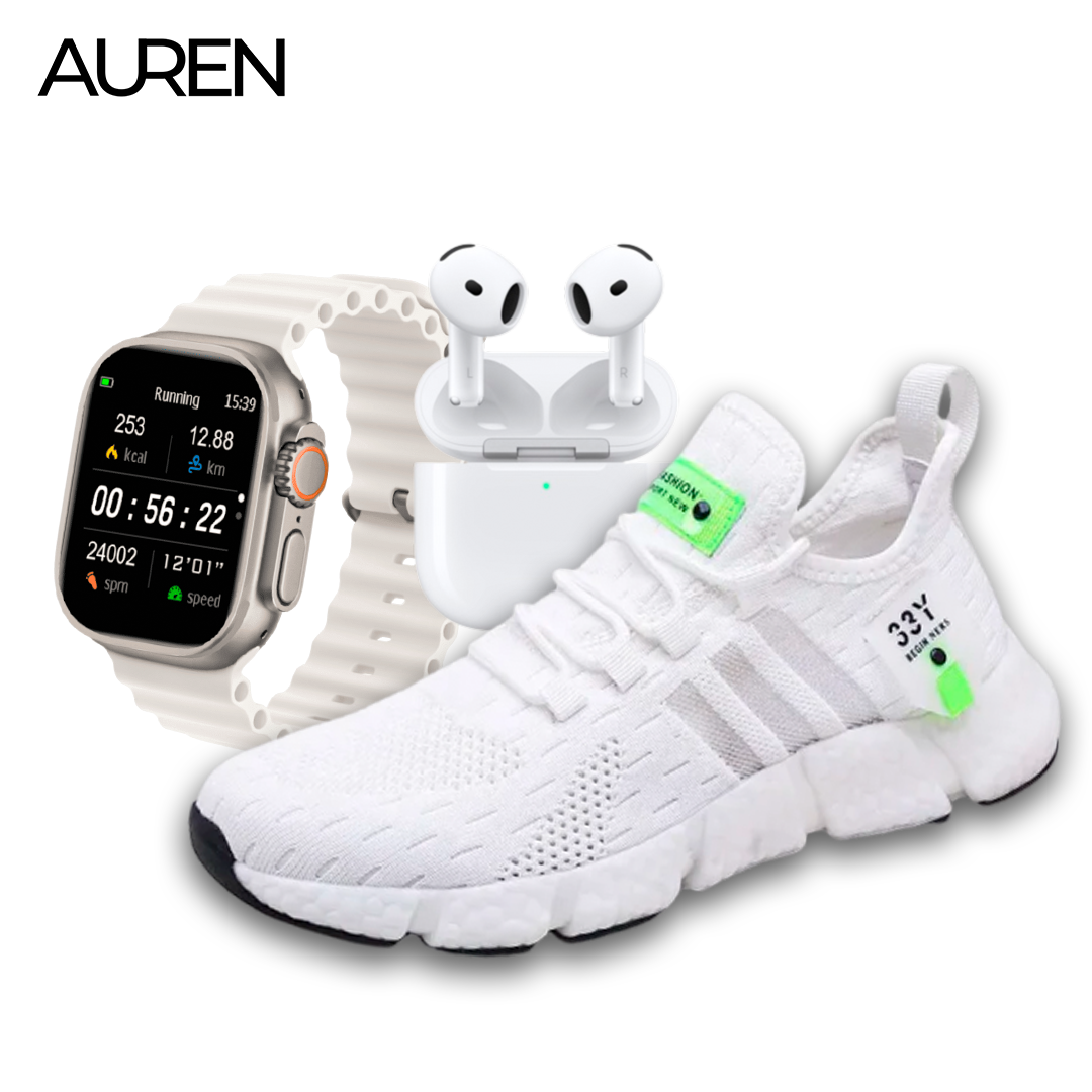 Combo em Oferta 3x1 Tênis NewFit + Auren S9 Max + AurenPods 4