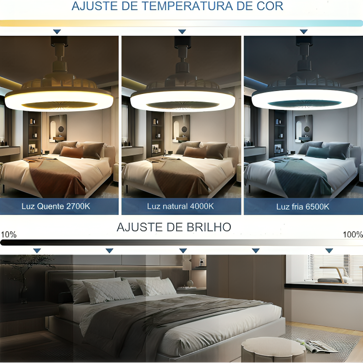 AurenLux™ - Ventilador de Teto com Iluminação LED Integrada